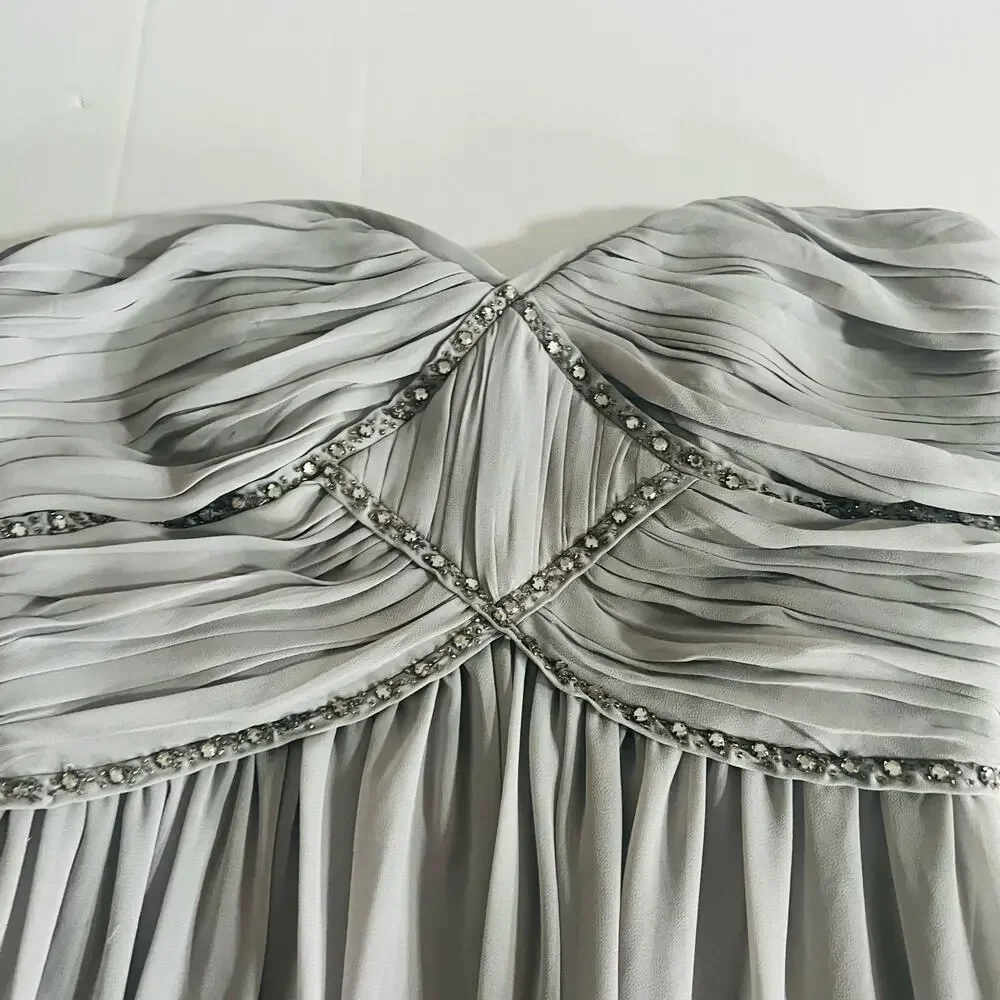 Pearl Georgina Chapman Studded Strapless Maxi Dress Size 4 Slate - Picture 7 of 7